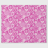 Mod roze en witte, concentrieke Retrocirkels Cadeaupapier (Vlak)