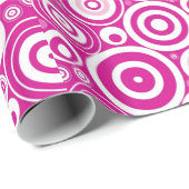 Mod roze en witte, concentrieke Retrocirkels Cadeaupapier (Rol Hoek)