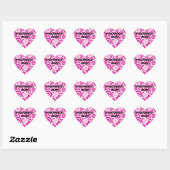 Mod roze en witte, concentrieke Retrocirkels Hart Sticker (Vel)
