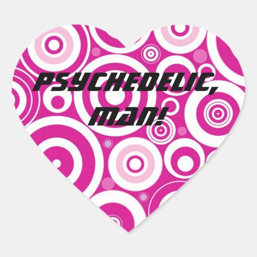 Mod roze en witte, concentrieke Retrocirkels Hart Sticker (Voorkant)