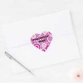 Mod roze en witte, concentrieke Retrocirkels Hart Sticker (Envelop)