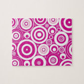 Mod roze en witte, concentrieke Retrocirkels Legpuzzel (Horizontaal)