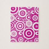 Mod roze en witte, concentrieke Retrocirkels Legpuzzel (Verticaal)