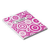 Mod roze en witte, concentrieke Retrocirkels Notitieblok (Schuin)