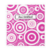 Mod roze en witte, concentrieke Retrocirkels Notitieblok (Voorkant)