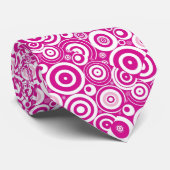 Mod roze en witte, concentrieke Retrocirkels Stropdas (Opgerold)