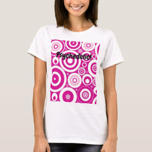 Mod roze en witte, concentrieke Retrocirkels T-shirt