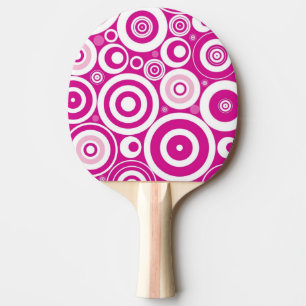 Mod roze en witte, concentrieke Retrocirkels Tafeltennisbatje