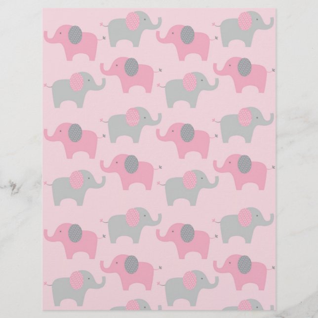 Mod Roze grijs ellephant-Baby plakboek (Voorkant)