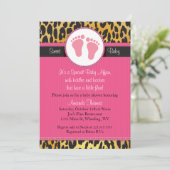 Mod roze luipaard Baby shower uitnodiging (Staand voorkant)
