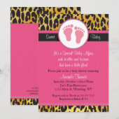 Mod roze luipaard Baby shower uitnodiging (Voorkant / Achterkant)
