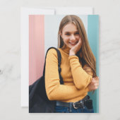 Mod Roze Mint Green Check Photo Graduparty Kaart (Achterkant)