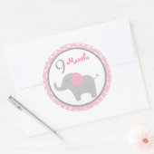 Mod Roze Olifant Meisje Maandelijkse Mijlpaal Stic Ronde Sticker (Envelop)