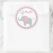 Mod Roze Olifant Meisje Maandelijkse Mijlpaal Stic Ronde Sticker (Tas)