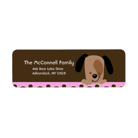 Mod Roze Puppy hond PRINTABLE ADRESETIKETTEN Etiket (Voorkant)