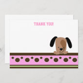 Mod Roze Puppy Theme Flat Hartelijk dank Notitiekaartje (Voorkant / Achterkant)