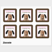 Mod Roze Puppy Vierkante Favor Stickers (6 groot) (Vel)