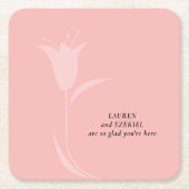 MOD ROZE TULP BRUILOFT KARTONNEN ONDERZETTERS (Voorkant)