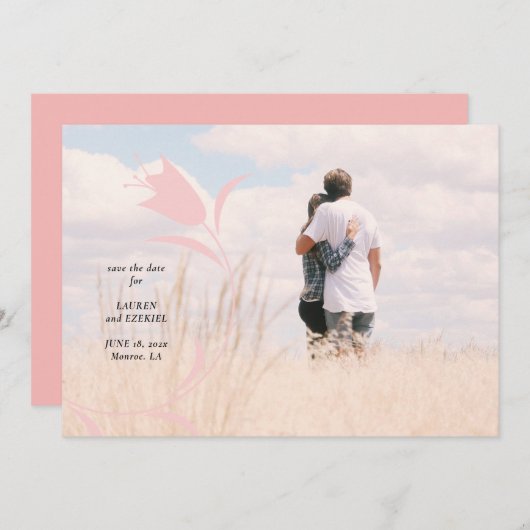 MOD ROZE TULP BRUILOFT SLA DE DATUM OP KAART (Voorkant / Achterkant)