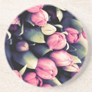 Mod roze Tulpen Rond Decoratief Onderzetter
