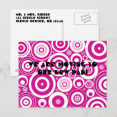 Mod Roze & Witte Retro Cirkels Adreswijziging Aankondigingskaart (Voorkant / Achterkant)