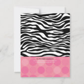 Mod Roze Zebra Baby shower Dank u opmerkingen Notitiekaartje (Achterkant)