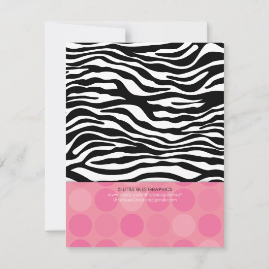 Mod Roze Zebra Baby shower Dank u opmerkingen Notitiekaartje (Achterkant)
