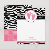 Mod Roze Zebra Baby shower Dank u opmerkingen Notitiekaartje (Voorkant / Achterkant)