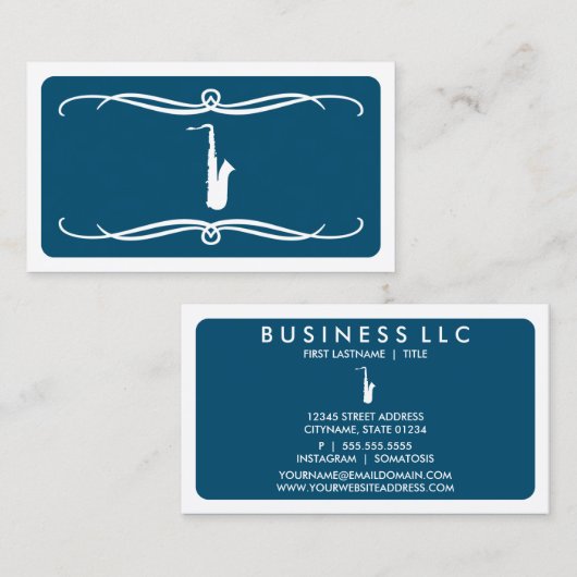 mod saxofone (kleur aanpasbaar) visitekaartje (Voorkant / Achterkant)