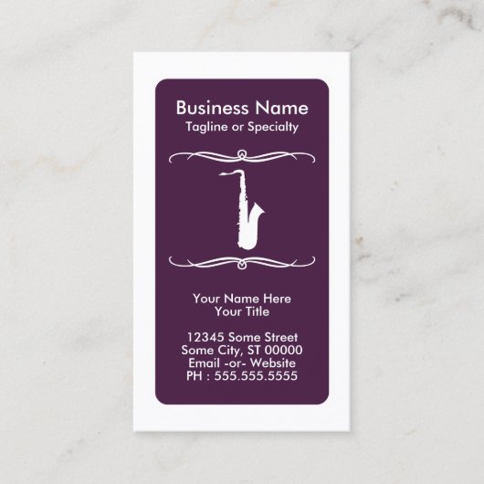 mod-saxofoon klantenkaartje (Voorkant)