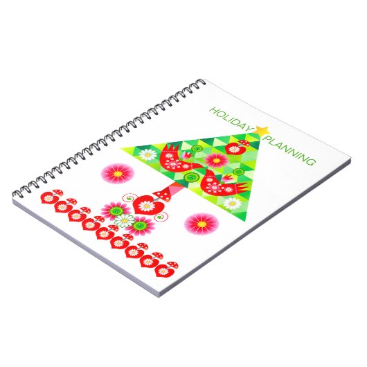Mod Scandi Holiday Bird and Tree Note Book Notitieboek (Linkerzijde)