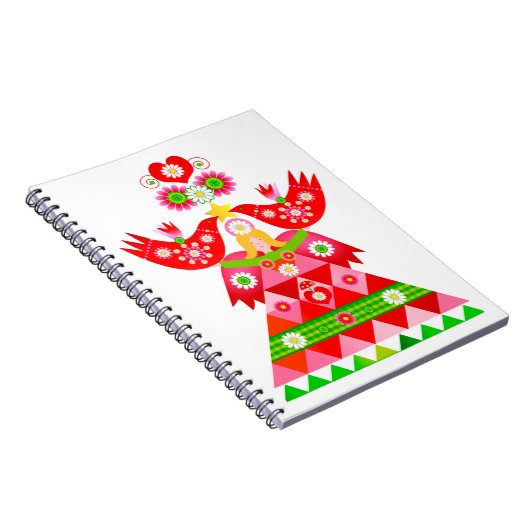 Mod Scandi Holiday Bird Angel Note Book Notitieboek (Rechterzijde)