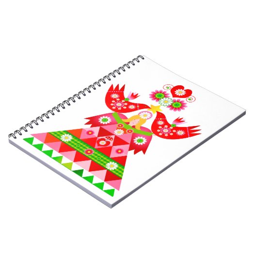 Mod Scandi Holiday Bird Angel Note Book Notitieboek (Linkerzijde)