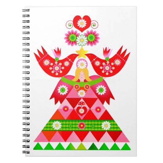 Mod Scandi Holiday Bird Angel Note Book Notitieboek (Voorkant)