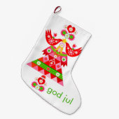 Mod Scandi Holiday Bird Angel Stocking Grote Kerstsok (Voorkant (Hangend))