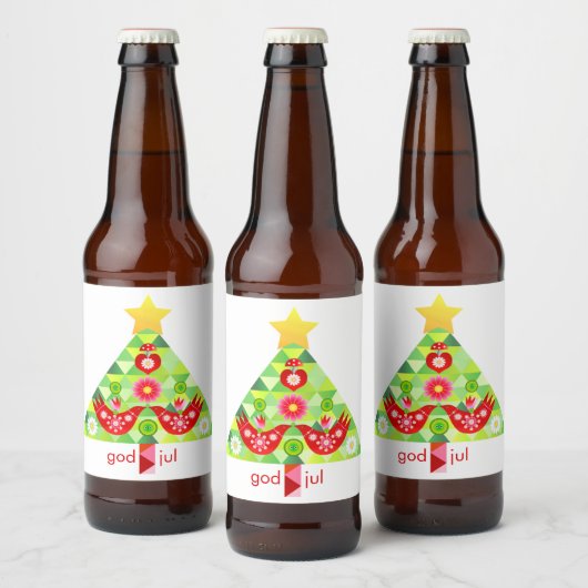 Mod Scandi Holiday Bird Beer Label Bier Etiket (Flessen)