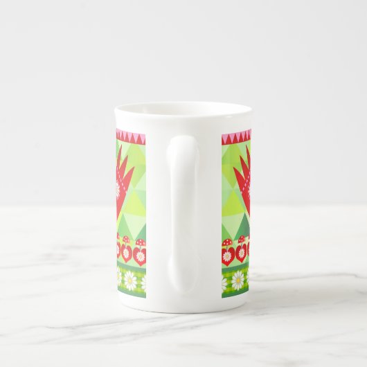 Mod Scandi Holiday Bird Bone China Specialty Mok (Achterkant)