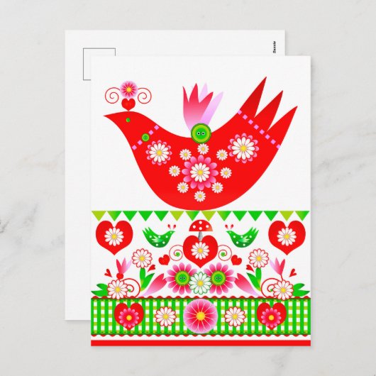 Mod Scandi Holiday Bird Briefkaart (Voorkant / Achterkant)