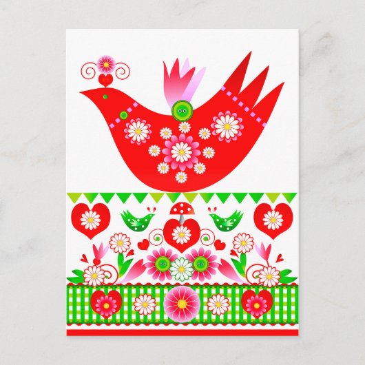 Mod Scandi Holiday Bird Briefkaart (Voorkant)