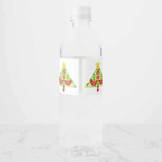 Mod Scandi Holiday Bird Flacelabel Waterfles Etiket (Achterkant)