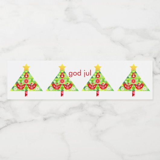 Mod Scandi Holiday Bird Flacelabel Waterfles Etiket (Enkel label)