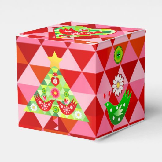 Mod Scandi Holiday Bird Gift Box Bedankdoosjes (Voorkant Zijde)