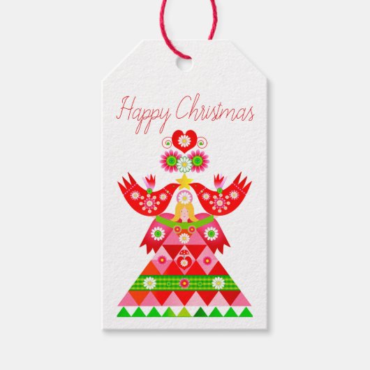 Mod Scandi Holiday Bird Gift label Cadeaulabel (Voorkant)