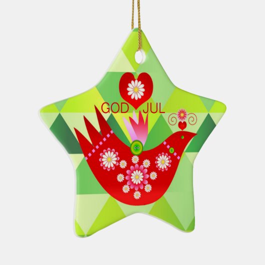 Mod Scandi Holiday Bird Keramisch Ornament (Rechts)