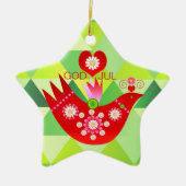 Mod Scandi Holiday Bird Keramisch Ornament (Voorkant)