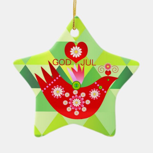 Mod Scandi Holiday Bird Keramisch Ornament (Voorkant)