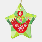 Mod Scandi Holiday Bird Keramisch Ornament (Links)