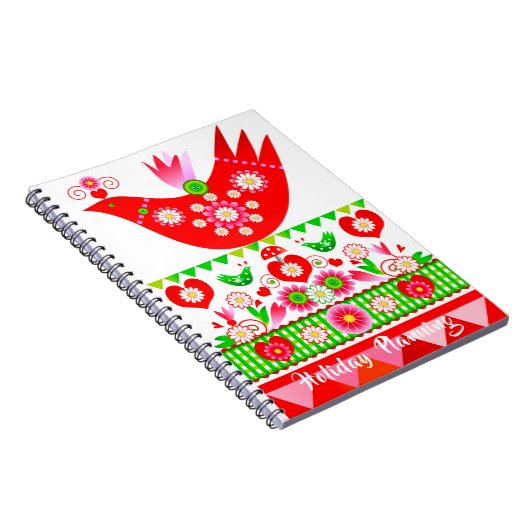 Mod Scandi Holiday Bird Note Book Notitieboek (Rechterzijde)