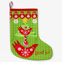 Mod Scandi Holiday Bird Stocking Kleine Kerstsok