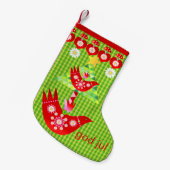 Mod Scandi Holiday Bird Stocking Kleine Kerstsok (Voorkant (Hangend))